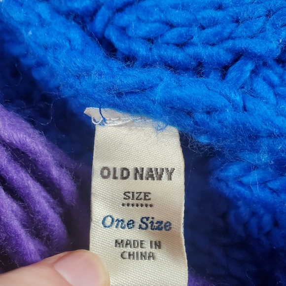 Old Navy Purple Blue Colorblock Knit Scarf - Picture 6 of 10